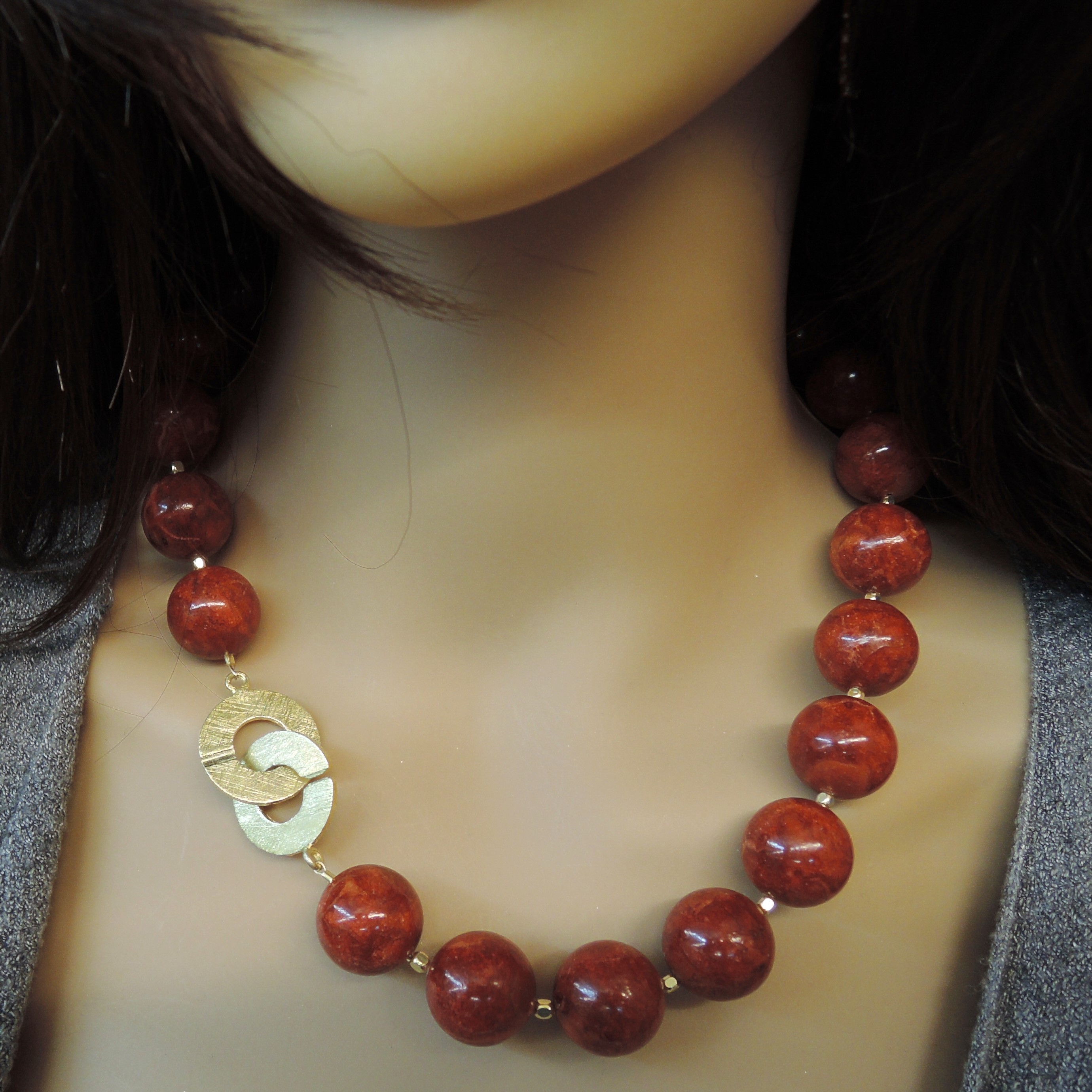 Edelsteinkette Schaumkoralle mit Schmuckverschluß